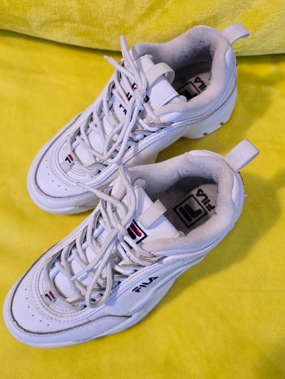 FILA Disruptor II Premium Chunky White Sneakers - Women’s Size 7